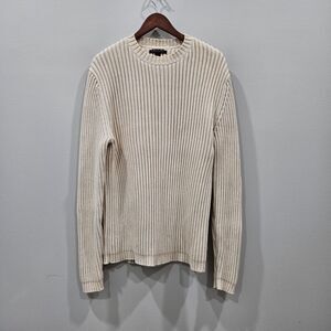Vintage Banana Republic Y2K Thick Ribbed Fisherman Sweater Large Ivory Old Money